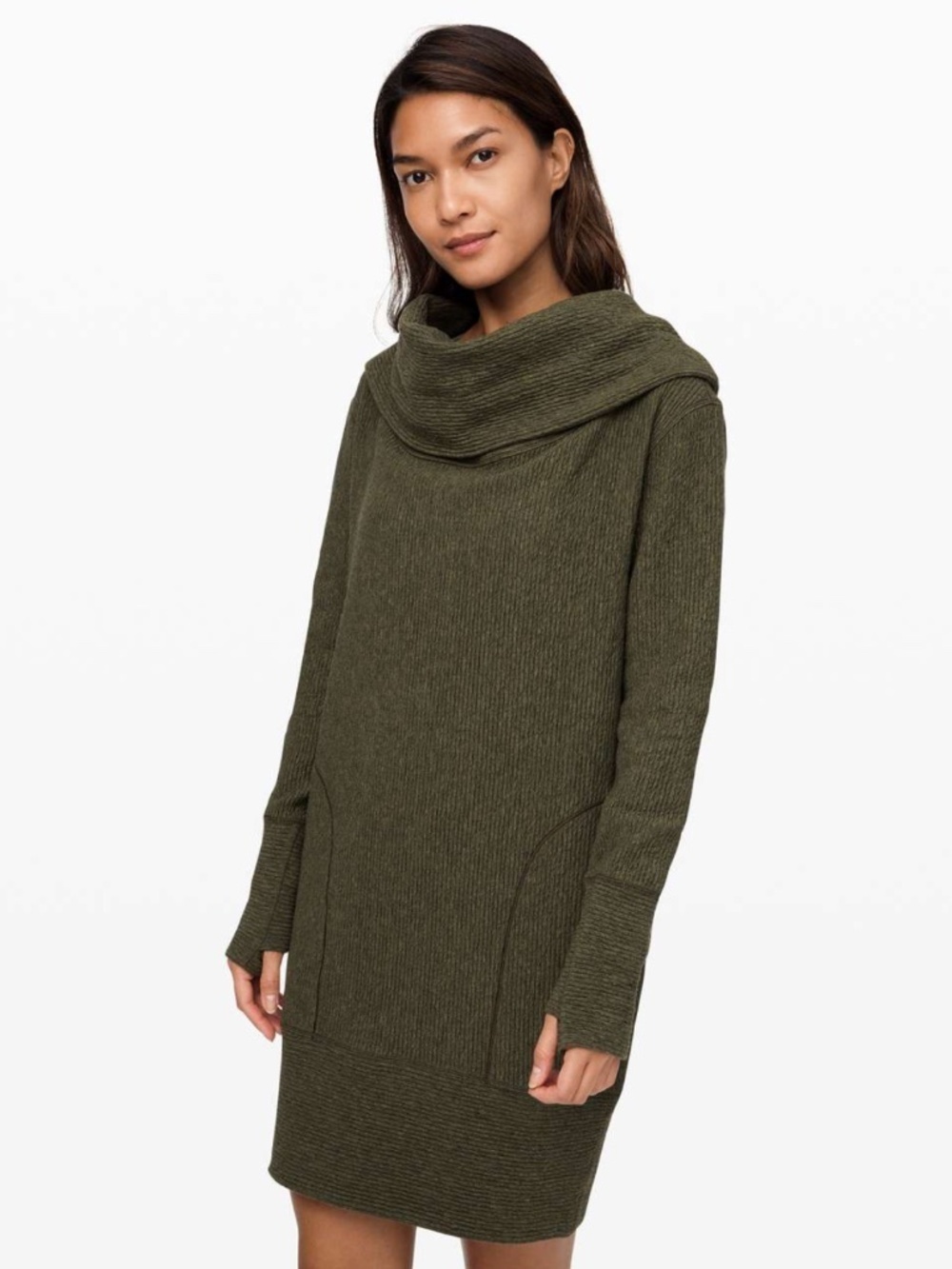 Lululemon Along the Way Dress Heathered Dark Olive M